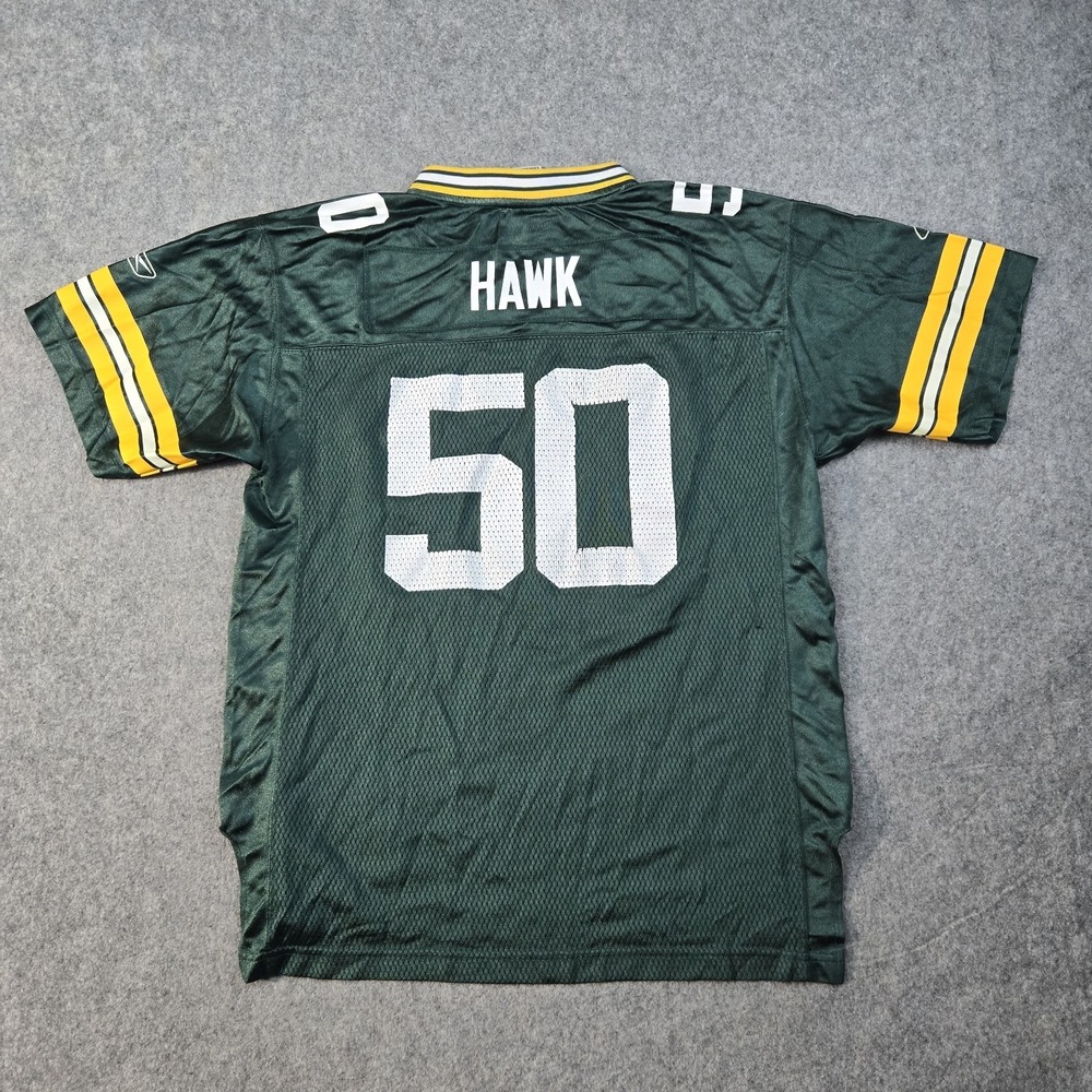 Vintage Reebok AJ Hawk Jersey Youth XL 18-20 Green On Field Green Bay Packers